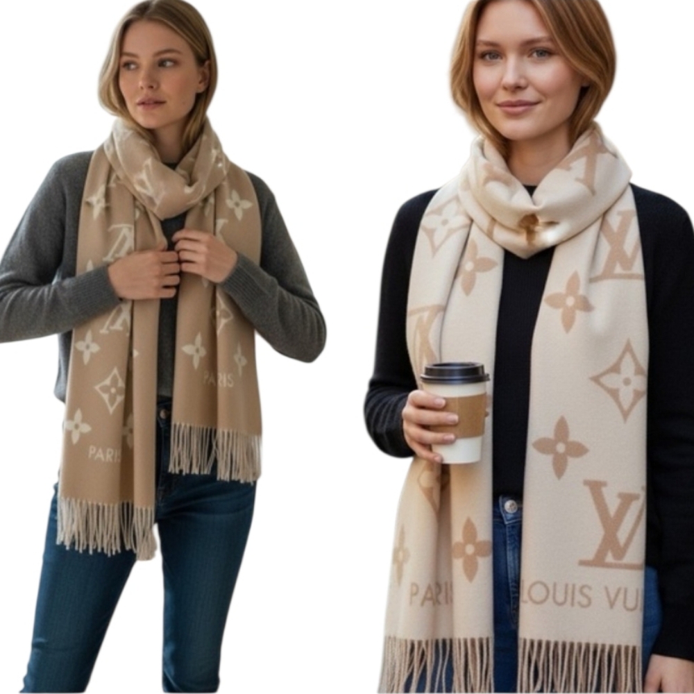 NWT! NEW! AUTHENTICATED LOUIS VUITTON M76067 Reykjavik Scarf SHAWL 100% CASHMERE - Picture 2 of 16